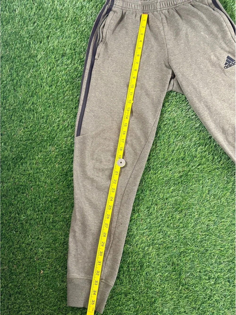 adidas Gray Sweatpants with Side Stripe and Logo